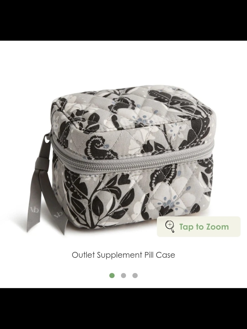 🎄Nwt Vera Bradley Gray Irieses Quilted Pill Case